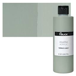 Blick Matte Acrylic - Nimbus Gray, 8 oz bottle and swatch
