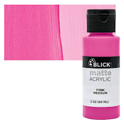 Blick Matte Acrylic - Pink Medium, 2 oz bottle and swatch