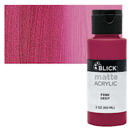 Blick Matte Acrylic - Pink Deep, 2 oz bottle and swatch