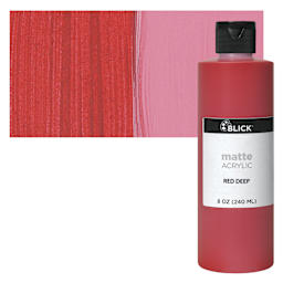 Blick Matte Acrylic - Red Deep, 8 oz bottle and swatch