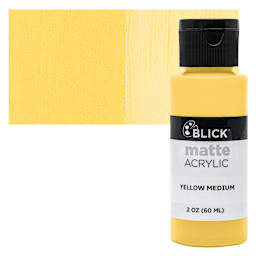 Blick Matte Acrylic - Yellow Medium, 2 oz bottle and swatch