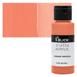 Blick Matte Acrylic - Orange Medium, 2 oz bottle and swatch