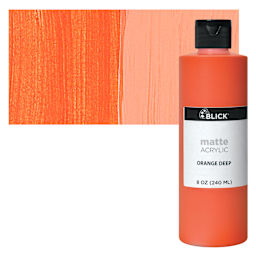 Blick Matte Acrylic - Orange Deep, 8 oz bottle and swatch