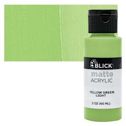 Blick Matte Acrylic - Yellow Green Light, 2 oz bottle and swatch