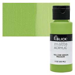Blick Matte Acrylic - Yellow Green Medium, 2 oz bottle and swatch