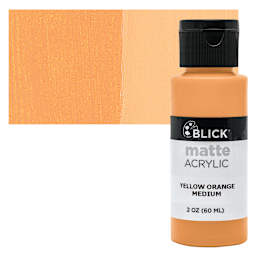 Blick Matte Acrylic - Yellow Orange Medium, 2 oz bottle and swatch