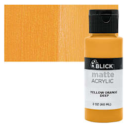 Blick Matte Acrylic - Yellow Orange Deep, 2 oz bottle and swatch