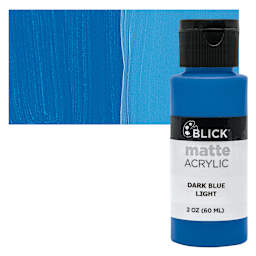 Blick Matte Acrylic - Dark Blue Light, 2 oz bottle and swatch