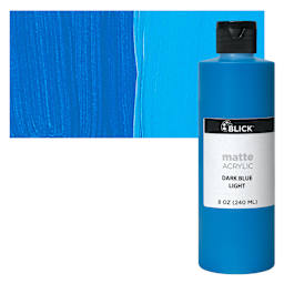 Blick Matte Acrylic - Dark Blue Light, 8 oz bottle and swatch