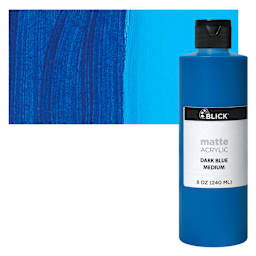 Blick Matte Acrylic - Dark Blue Medium, 8 oz bottle and swatch