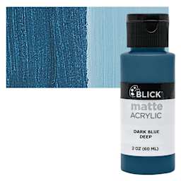 Blick Matte Acrylic - Dark Blue Deep, 2 oz bottle and swatch