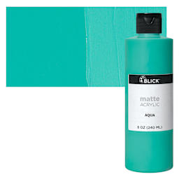 Blick Matte Acrylic - Aqua, 8 oz Bottle and swatch