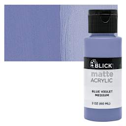 Blick Matte Acrylic - Blue Violet Medium, 2 oz bottle and swatch