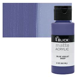 Blick Matte Acrylic - Blue Violet Deep, 2 oz bottle and swatch