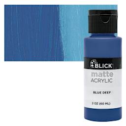 Blick Matte Acrylic - Blue Deep, 2 oz bottle and swatch