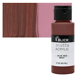 Blick Matte Acrylic - Blue Red Deep, 2 oz bottle and swatch