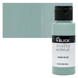 Blick Matte Acrylic - Sage Blue, 2 oz bottle and swatch