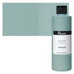 Blick Matte Acrylic - Sage Blue, 8 oz bottle and swatch