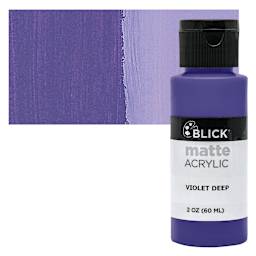 Blick Matte Acrylic - Violet Deep, 2 oz bottle and swatch