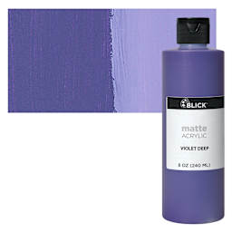 Blick Matte Acrylic - Violet Deep, 8 oz bottle and swatch