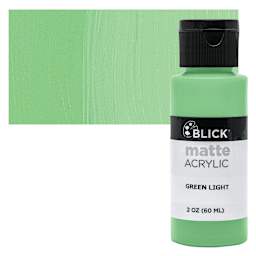 Blick Matte Acrylic - Green Light, 2 oz bottle and swatch