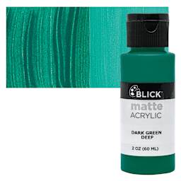Blick Matte Acrylic - Dark Green Deep, 2 oz bottle and swatch
