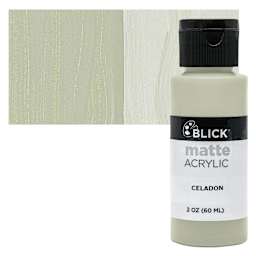 Blick Matte Acrylic - Celadon, 2 oz bottle and swatch