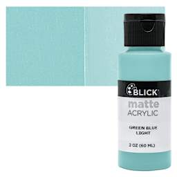 Blick Matte Acrylic - Green Blue Light, 2 oz bottle and swatch