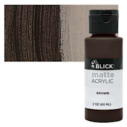 Blick Matte Acrylic - Brown, 2 oz bottle and swatch