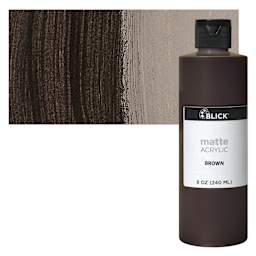 Blick Matte Acrylic - Brown, 8 oz bottle and swatch