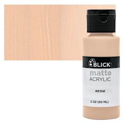 Blick Matte Acrylic - Beige, 2 oz bottle and swatch