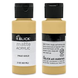 Blick Matte Acrylic Paints and Sets, front and back of Pale Gold