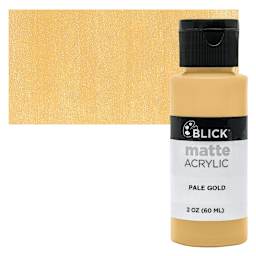 Blick Matte Acrylic - Pale Gold, 2 oz bottle and swatch