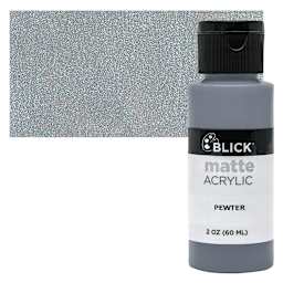 Blick Matte Acrylic - Pewter, 2 oz bottle and swatch