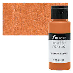 Blick Matte Acrylic - Burnished Copper, 2 oz bottle and swatch