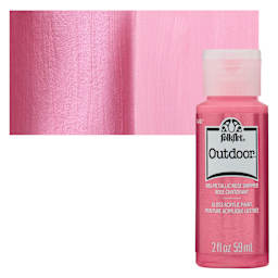 FolkArt Outdoor Acrylic Paint - Metallic Rose Shimmer, 2 oz, Bottle and Swatch