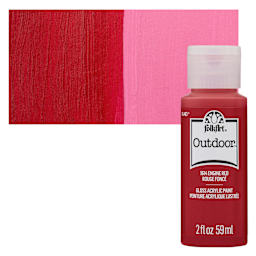FolkArt Outdoor Acrylic Paint - Engine Red, 2 oz, Bottle and Swatch