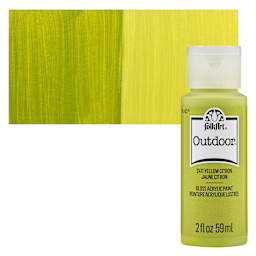 FolkArt Outdoor Acrylic Paint - Yellow Citron, 2 oz, Bottle and Swatch