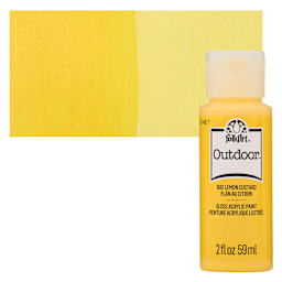 FolkArt Outdoor Acrylic Paint - Lemon Custard, 2 oz, Bottle and Swatch