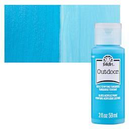 FolkArt Outdoor Acrylic Paint - Tempting Turquoise, 2 oz, Bottle and Swatch