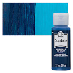 FolkArt Outdoor Acrylic Paint - Cerulean Blue, 2 oz, Bottle and Swatch