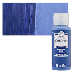 FolkArt Outdoor Acrylic Paint - Sapphire, 2 oz, Bottle and Swatch