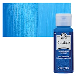 FolkArt Outdoor Acrylic Paint - Metallic Blue Sapphire, 2 oz, Bottle and Swatch