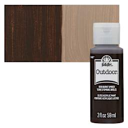 FolkArt Outdoor Acrylic Paint - Burnt Umber, 2 oz, Bottle and Swatch