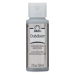 FolkArt Outdoor Acrylic Paint - Metallic Silver Sterling, 2 oz, Bottle
