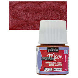 Pebeo Fantasy Moon Paint - Carmine, 45 ml bottle and swatch