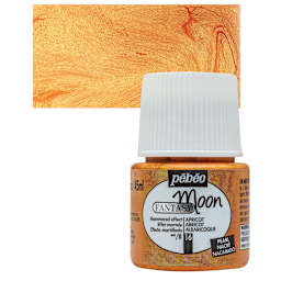 Pebeo Fantasy Moon Paint - Apricot, 45 ml bottle and swatch