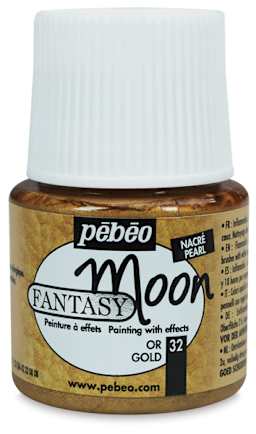 Pebeo Fantasy Moon Paints - Closeup of 45 ml bottle of Gold paint
