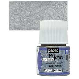 Pebeo Fantasy Moon Paint - Silver, 45 ml bottle and swatch