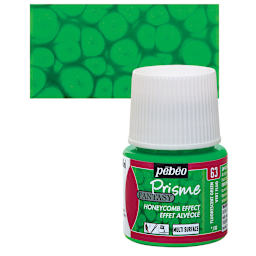 Pebeo Fantasy Prisme Paint - Fluorescent Green, 45 ml, Bottle and swatch